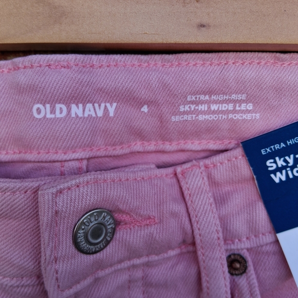 Old Navy Dad Jeans Extra High Rise Wide Leg Pink Sz. 4 Boho Denim Barbie NWT - Picture 9 of 12